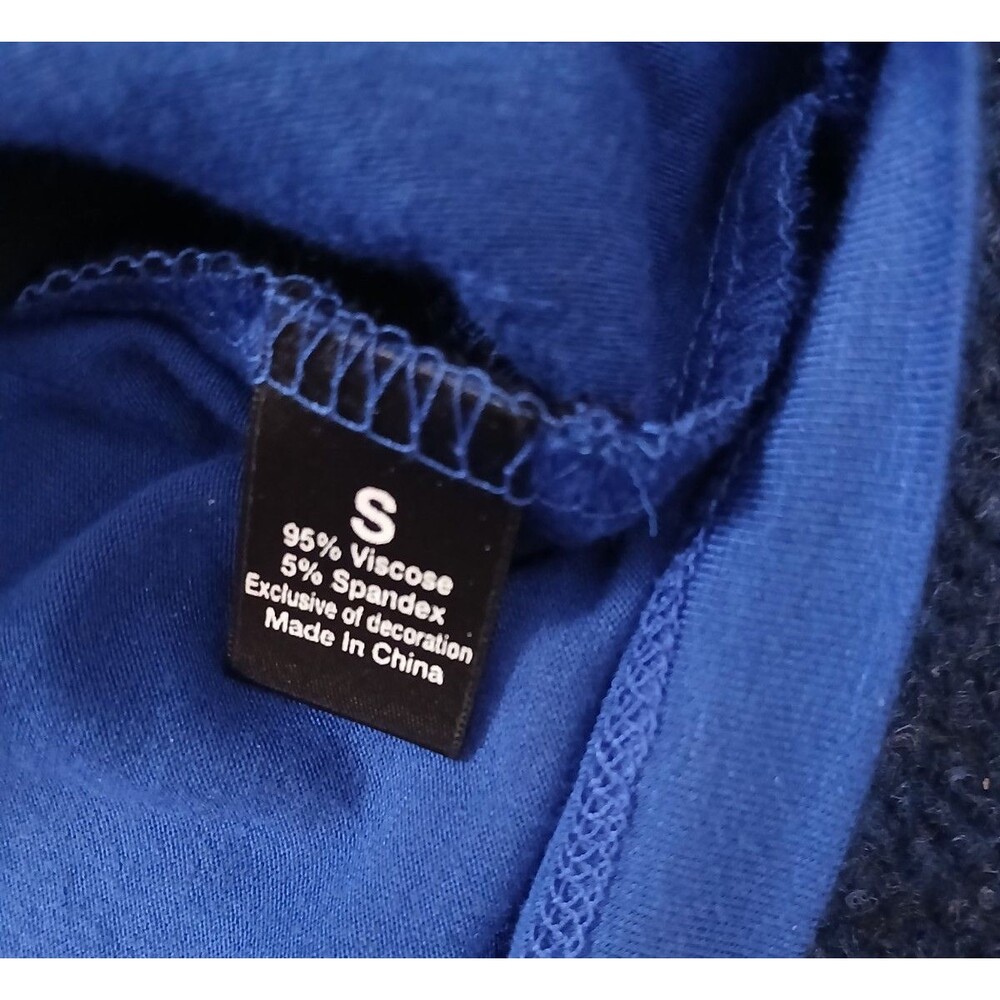 Black Saks Fifth Ave Blue/Black Short Sleeve Blouse Small - Picture 6 of 8